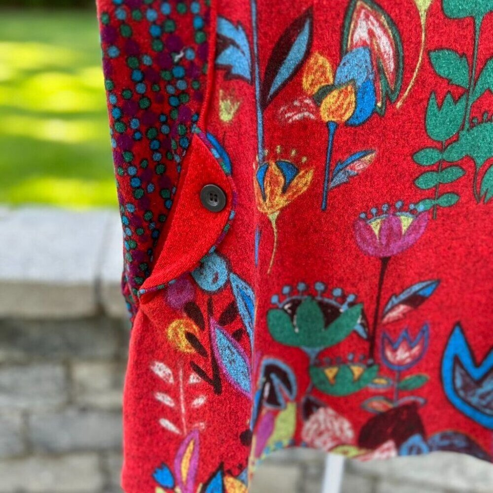 Boho Floral Midi Dress Sleeveless A-Line Sundress Red Multicolor Botanical Print - Picture 13 of 14